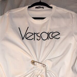 Versace white  Top with Black Lettering